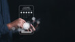 © Bordinthorn - Business people or customers show satisfaction through the application on the smart mobile phone screen. By giving the most or the best satisfaction rating.Customer service satisfaction survey concept
