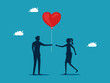 © Nastudio - man gives heart to woman. business love and trust vector illustration