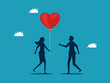 © Nastudio - woman gives heart to man. business love and trust vector illustration