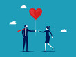 © Nastudio - Businessman gives heart to businesswoman. business love and trust vector