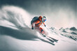 © Creative Team - A skier in motion going down a snowy slope, generated ai