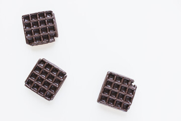 Belgian chocolate waffles from store, white background