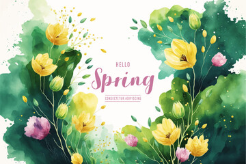Wall Mural - Vector watercolor spring banner. Generated AI