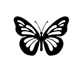 Wall Mural - Black decorative butterfly on white background. Vector