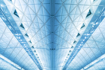 Poster - Details of ceiling of modern architecture. Building abstract background pattern
