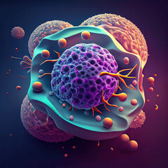 Wall Mural - cells attacking cancer cells. created with ai generation tools