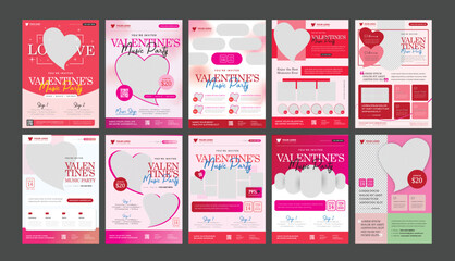 Wall Mural - Valentine's Party Invitations Flyer Packs - 10 Templates - Perfect for your Valentines Party Part 2