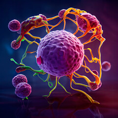 Wall Mural - cells attacking cancer cells. created with ai generation tools