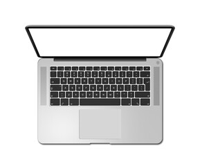 Sticker - Open laptop top view with blank screen, isolated on transparent background. 3D render