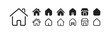 © Sasha - House set of linear icons. Buttons, pointers, home page, home screen, navigation, operating system, icon theme, various variations. controls concept. Set of black linear icons on a white background