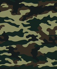 Green army camouflage background, disguise texture, vector seamless pattern. Ornament