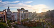 Morning Light At The Roman Forum (Foro Romano), Ruins Of Ancient Rome, Italy
