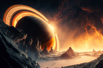 Wall Mural - space and glowing nebula background. ai generated.