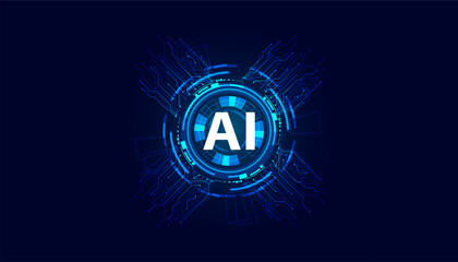 Wall Mural - abstract artificial intelligence on atomic and technology background with circle technology systems 