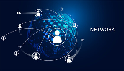 Wall Mural - abstract network high speed connection, digital hi-tech, web 3.0, digital internet communication, la