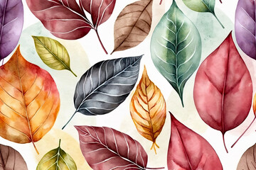 Wall Mural - Leaves. Watercolor Illustration