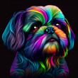 portrait of a colorful shih tzu dog - Generated by Generative AI	