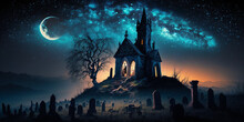 Chapel And Graveyard With Milkyway Above