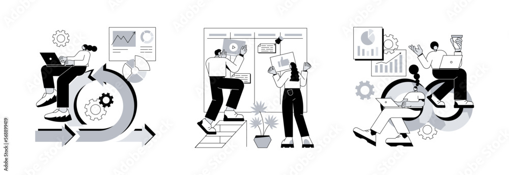 Software development company abstract concept vector illustration set ...