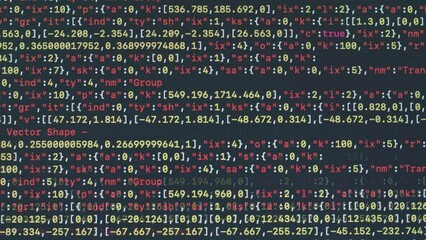Coding UX UI script text on screen, HTML5 in editor for website development, Close up Macro of Programming code software developer. 