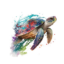 Watercolour Colourful Turtle Vector4