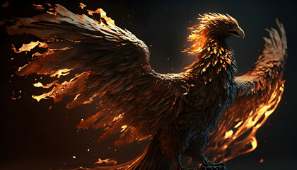 Wall Mural - phoenix bird, digital illustration 3d render