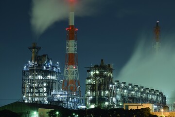 Wall Mural - 養老川臨海公園から見た工場夜景