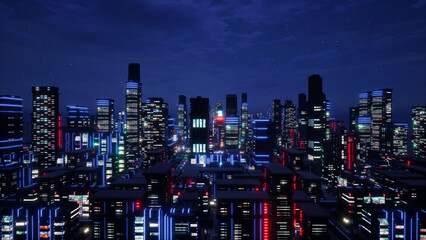 Wall Mural - Metaverse city and cyberpunk concept, 3d render