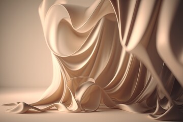 Wall Mural - an abstract image of a flowing fabric on a beige background with a drop of liquid flowing from the top of the fabric to the bottom of the image. generative ai