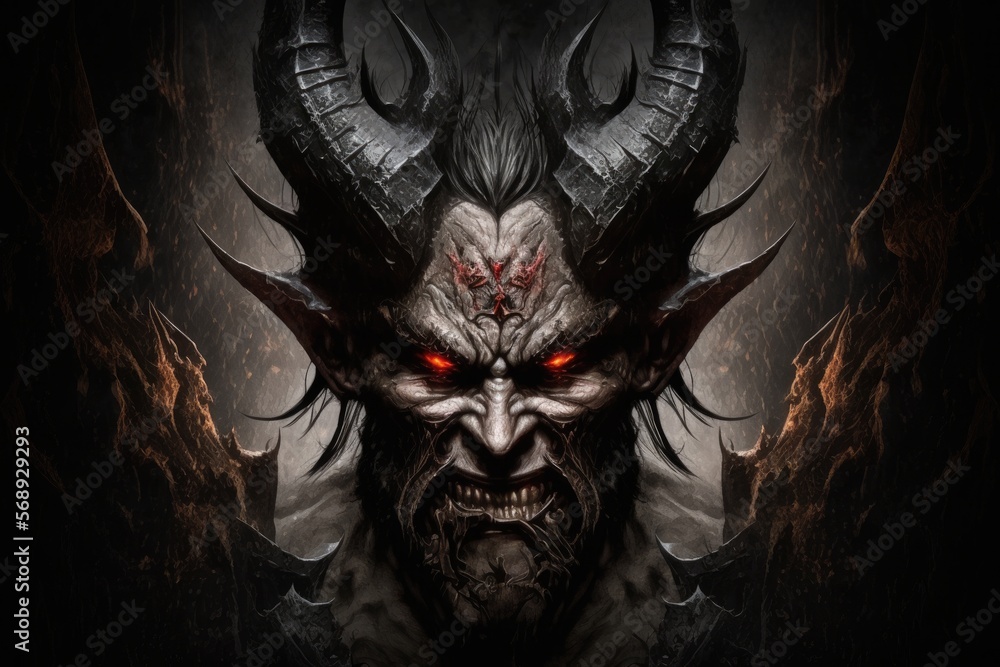 Demons Have Sharp A demon with horns, sharp claws, and black wings, snarling with anger ...