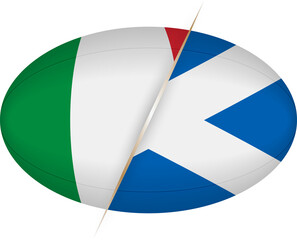 Italy vs Scotland icon in the shape of a rugby ball