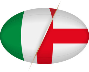 Wall Mural - Italy vs England icon in the shape of a rugby ball