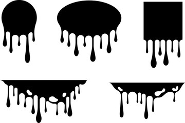 Wall Mural - dripping liquid design elements. vector isolated frames and borders with ink or paint flow down.