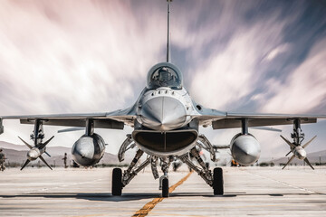 Konya, Turkey - 07 01 2021: Anatolian Eagle Air Force Exercise 2021  F16 Fighter jet in a taxiing position in Turkey