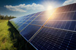 Solarpanele für erneuerbarer Energie auf einem Feld - Generative Ai 