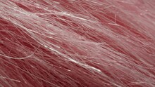 Macro Detail Texture Background With Sweet Rose Pink Fur Or Woman Hair, Rose Pink Color, Beautiful Close Up Of Light Rose Pink Fake Fur. 