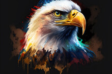Illustration Of The White-headed Eagle On The USA Background