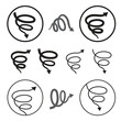 line art spiral hurricane icons set vector