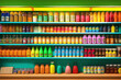 Vibrantly Centered Convenience Store Product Wall Display Generative AI Photo
