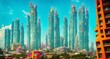 
Megalopolis mega city future Thailand  with huge colorful skyline of skyscrapers, bright sunny, ai generated
