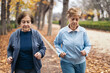 © Pedro Merino/Stocksy - Senior women jogging in the park in the morning