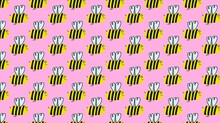 Happy Bees Flying Together, Insect Illustration Pattern