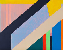 A Colorful Geometric Abstraction, A Painting On A Linear Theme.