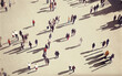 Aerial view of a crowd in the middle of the street, perfect for backgrounds, generative AI