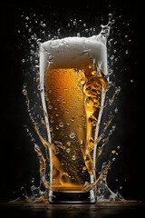 Pint of beer in a glass. AI generated illustration.