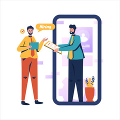 Wall Mural - a man applying online job vacancy vector illustration