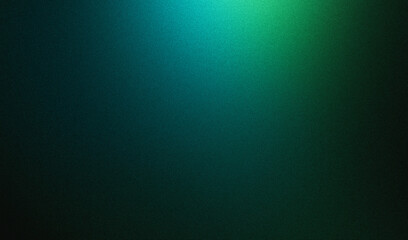 Wall Mural - dark color gradient background, green blue lights on grainy black backdrop, noise texture effect, we