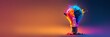 © CROCOTHERY - a colorful glowing idea bulb lamp banner, visualization of brainstorming, bright idea and creative thinking, copy space, generative ai