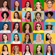 © New Africa - Collage with portraits of happy women on different color backgrounds