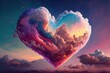 A Valentine's Day Love Cloud in the Sky – A Heart Shaped Cloud of Colorful Abstract Beauty Generative AI